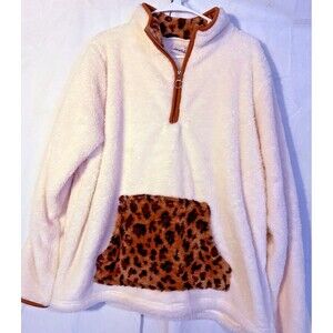 New Fleece Fuzzy Women's Top Cheetah Print Animal Plus XXL 2X Cozy Indie Boho